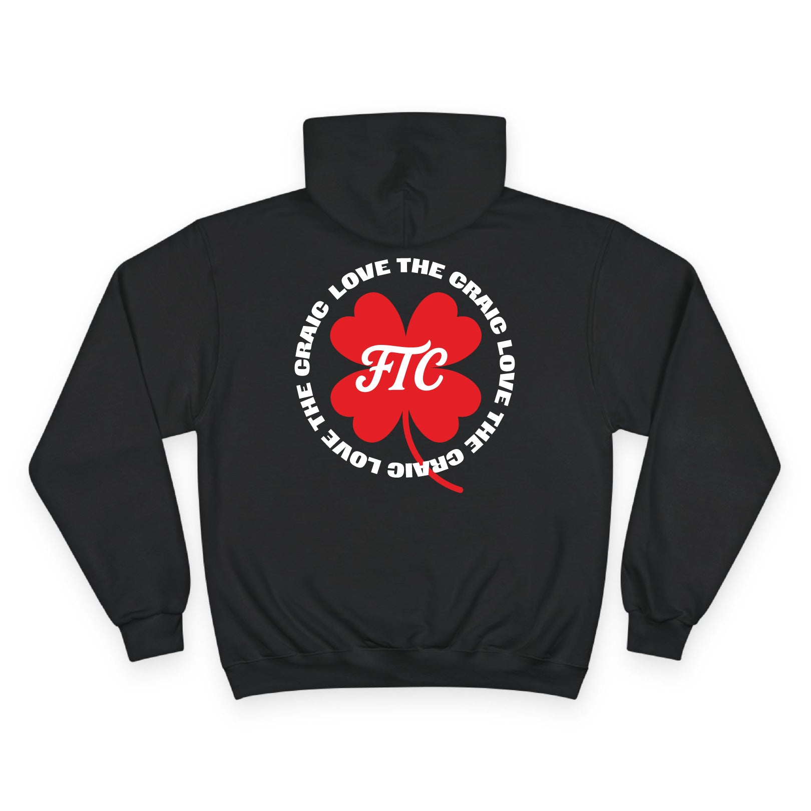 Back view of the For The Craic Love The Craic Hoodie - Black