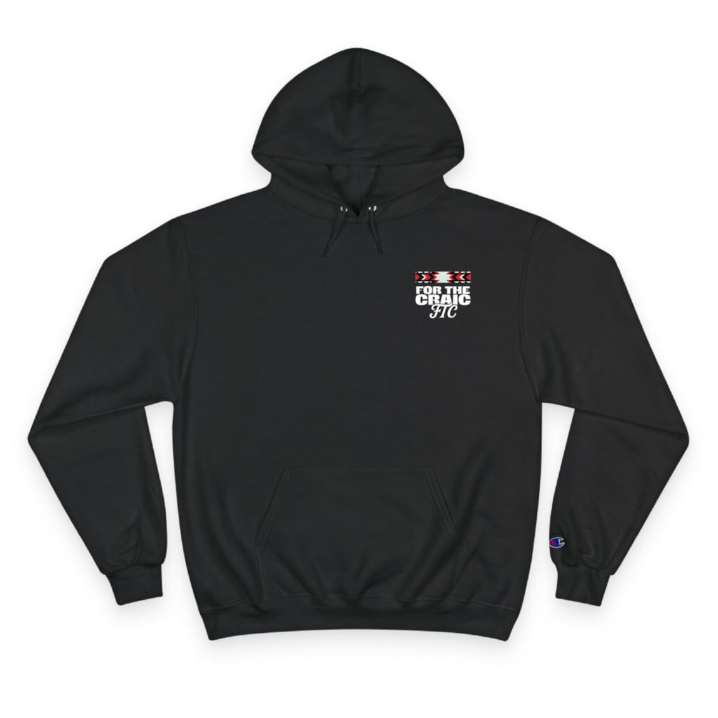 Front view of the For The Craic FTC Stripe (Text) Hoodie - Black