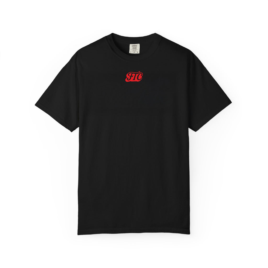 Front view of the For The Craic Some Yoke (Red Logo) Tee - Black