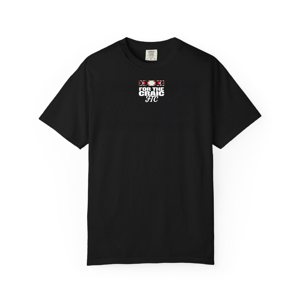 Front view of the For The Craic FTC Stripe (Text) Tee - Black