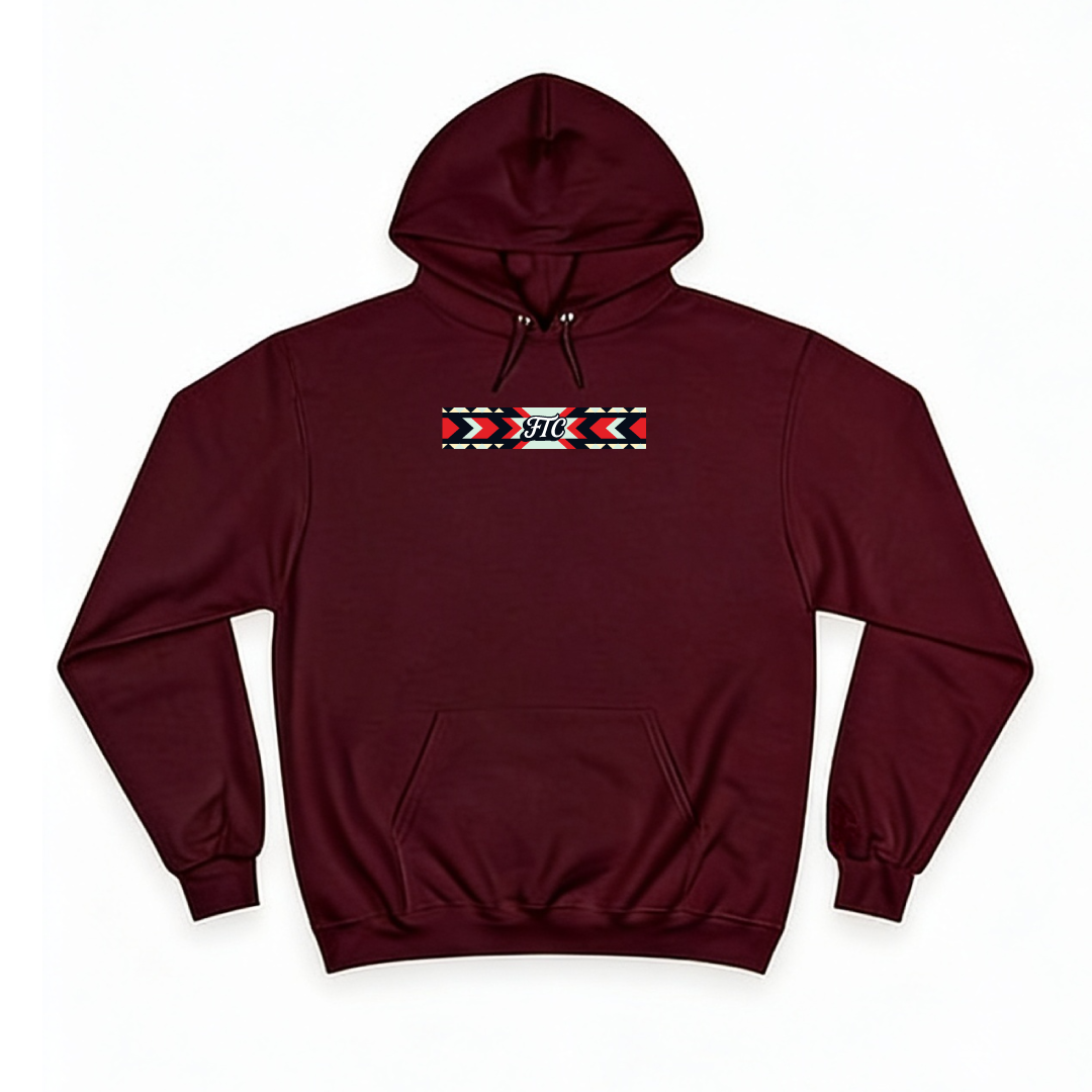 Front view of the For The Craic FTC Stripe Hoodie - Burgundy
